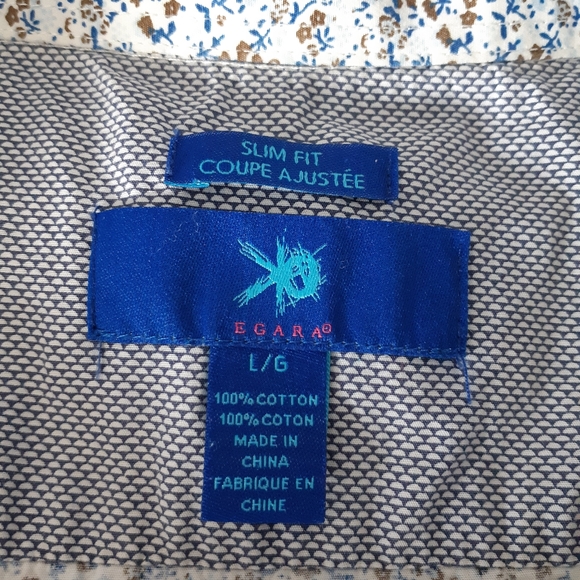 Blue, White and Brown Floral Print Button-up Shirt - Picture 8 of 8